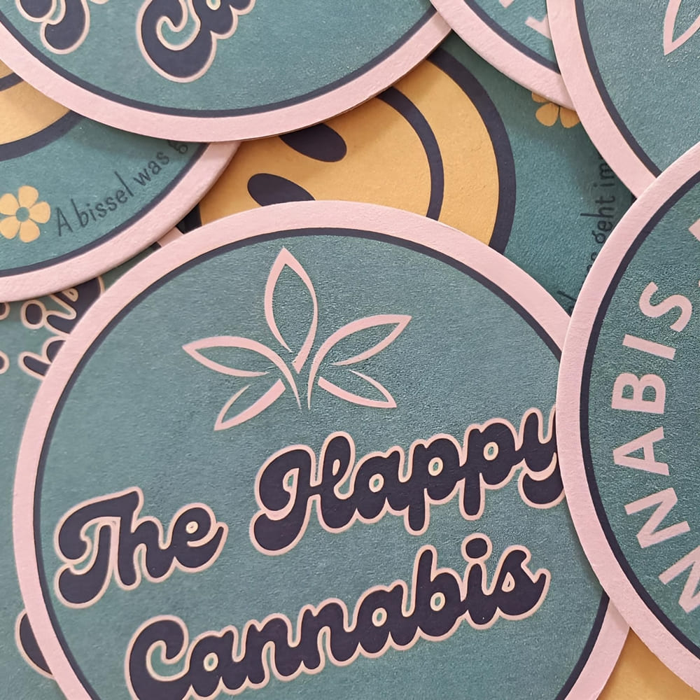 Bierdeckel Rund - Happy Canna