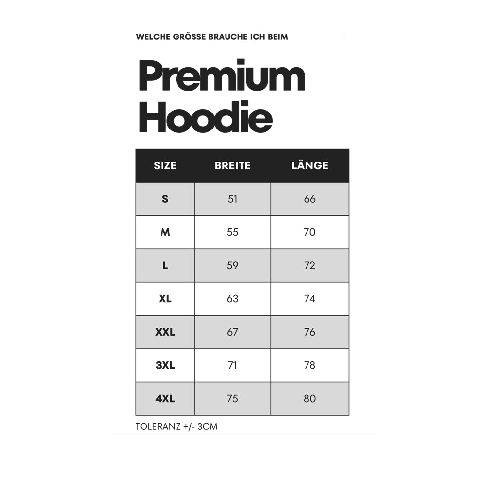 Hoodie Schwarz Größentabelle