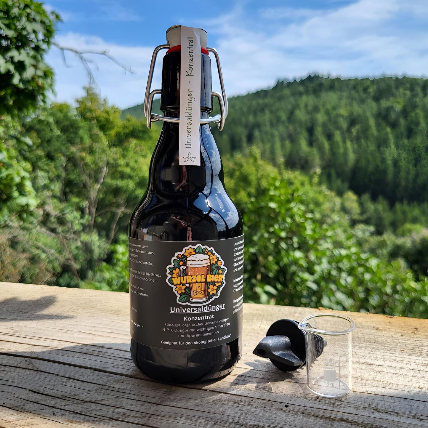 Universaldünger Wurzel Bier mit 10-ml-Messbecher und Ausgießer