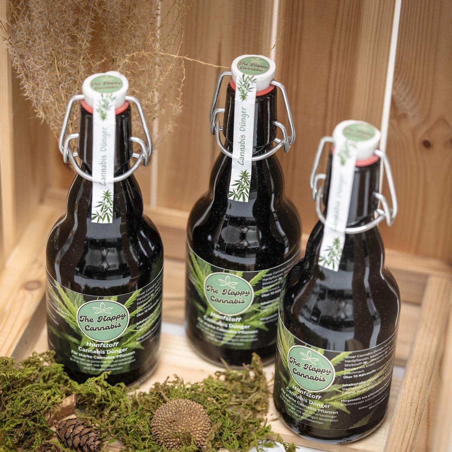 3x Cannabis Universaldünger 999 ml - Bundle 3 St. à 333 ml - THE HAPPY CANNABIS Glasflasche