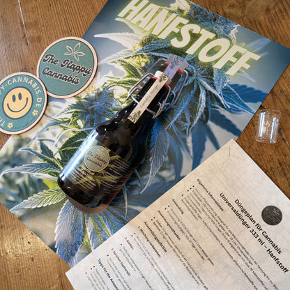 The Happy Cannabis Universaldünger 333 ml Konzentrat im Set  mit Düngeplan und Messbecher
